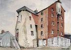 Harry Gee watercolour of Old Mill, High Street, Abergele. Now demolished.